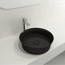 BOCCHI 1478-004-0125 - Sottile Round Vessel Fireclay 15 in. with Matching Drain Cover in Matte Black