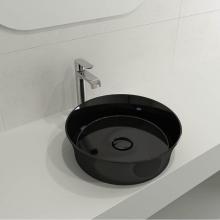 BOCCHI 1478-005-0125 - Sottile Round Vessel Fireclay 15 in. with Matching Drain Cover in Black