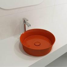 BOCCHI 1478-012-0125 - Sottile Round Vessel Fireclay 15 in. with Matching Drain Cover in Orange