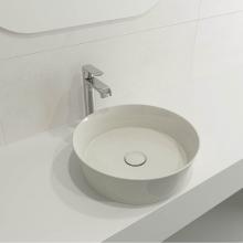 BOCCHI 1478-014-0125 - Sottile Round Vessel Fireclay 15 in. with Matching Drain Cover in Biscuit