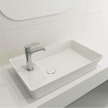 BOCCHI 1479-001-0126 - Sottile Rectangle Vessel Fireclay 23.5 in. 1-Hole Faucet Deck with Matching Drain Cover in White