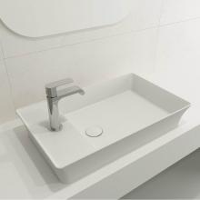 BOCCHI 1479-002-0126 - Sottile Rectangle Vessel Fireclay 23.5 in. 1-Hole Faucet Deck with Matching Drain Cover in Matte W