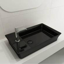 BOCCHI 1479-005-0126 - Sottile Rectangle Vessel Fireclay 23.5 in. 1-Hole Faucet Deck with Matching Drain Cover in Black