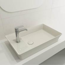 BOCCHI 1479-014-0126 - Sottile Rectangle Vessel Fireclay 23.5 in. 1-Hole Faucet Deck with Matching Drain Cover in Biscuit