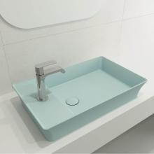 BOCCHI 1479-029-0126 - Sottile Rectangle Vessel Fireclay 23.5 in. 1-Hole Faucet Deck with Matching Drain Cover in Matte I