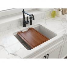 BOCCHI 1627-001-0120 - Sotto Dual-Mount Fireclay 24 in. Single Bowl Kitchen Sink with Protective Bottom Grid and Strainer