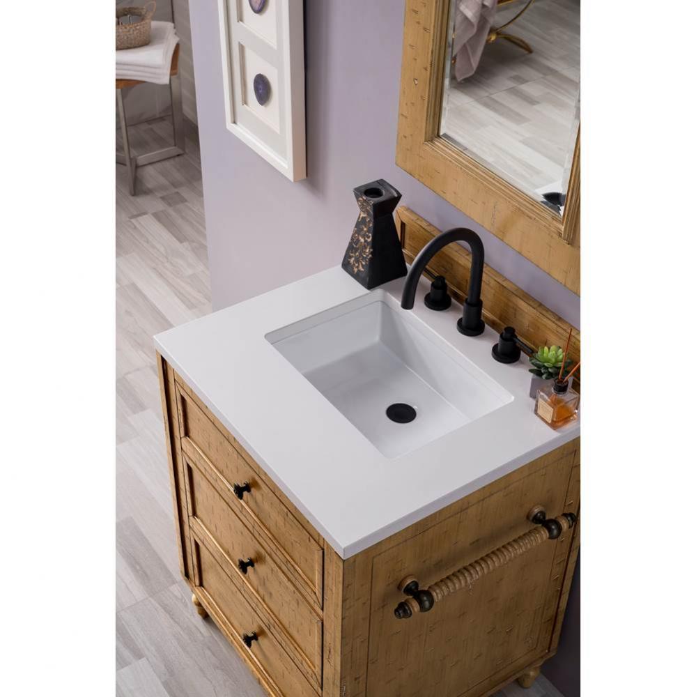 Copper Cove 26&apos;&apos; Single Vanity Cabinet, Driftwood Patina, w/ 3 CM Classic White Quartz T