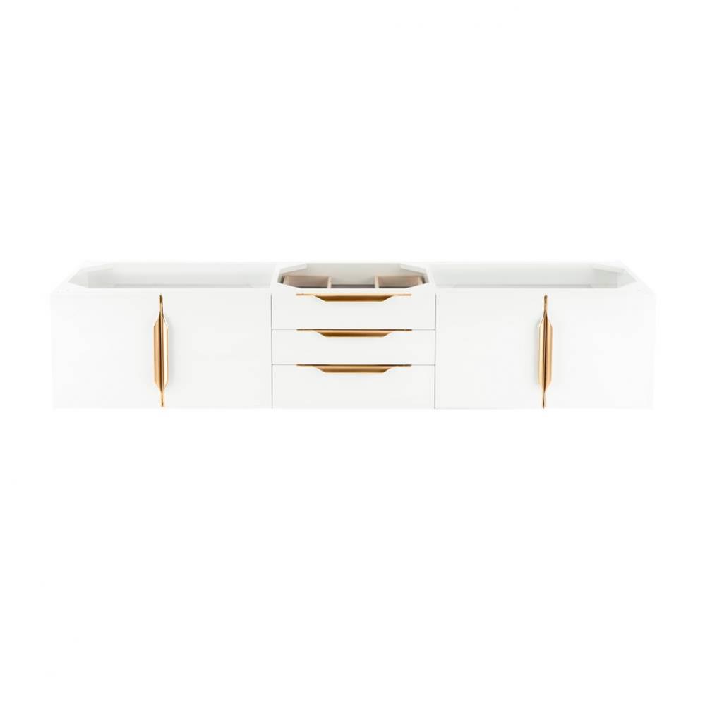 Columbia 72&apos;&apos; Double Wall Mount Vanity Cabinet, Glossy White, Radiant Gold