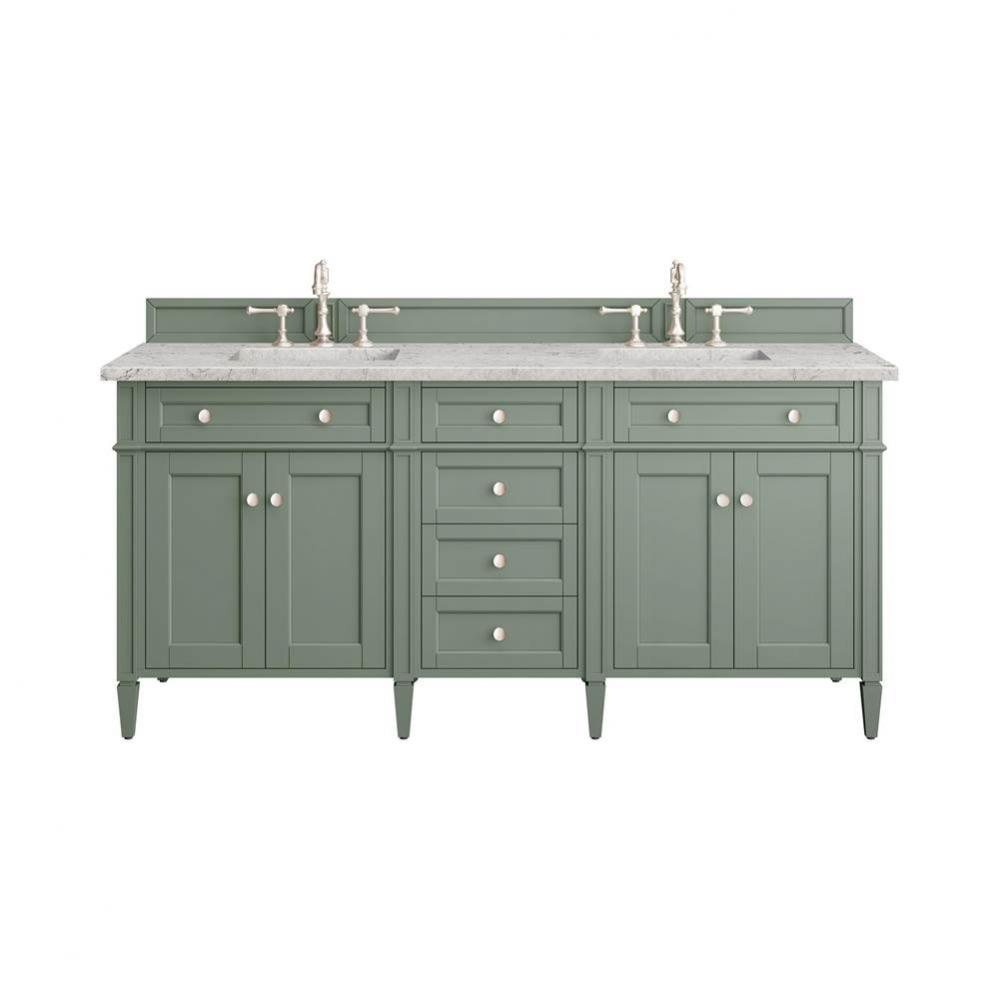 Brittany 72&apos;&apos; Double Vanity, Smokey Celadon w/ 3 CM Eternal Jasmine Pearl Top