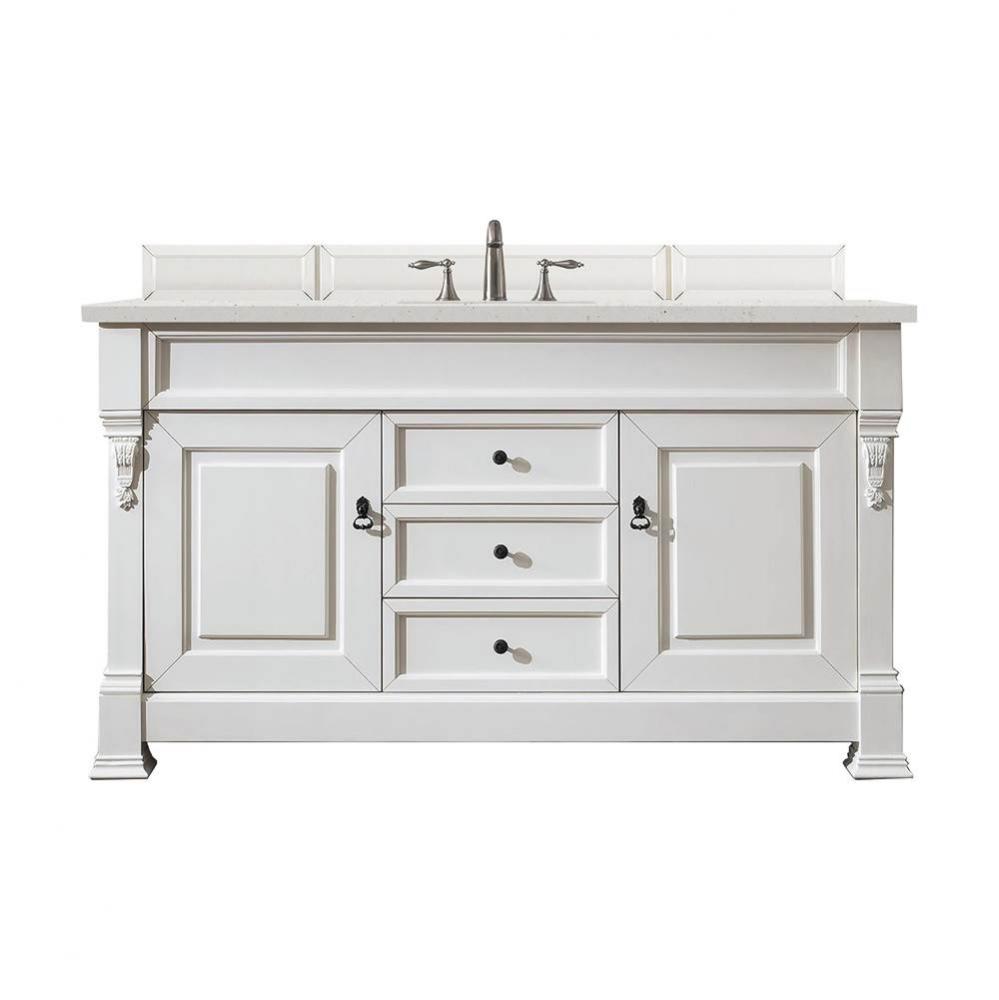 Brookfield 60&apos;&apos; Single Vanity, Bright White w/ 3 CM Lime Delight Quartz Top