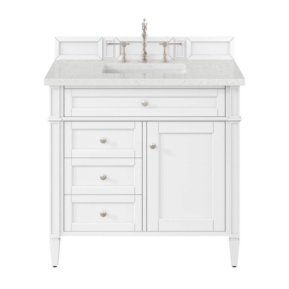 Brittany 36&apos;&apos; Single Vanity, Bright White w/ 3 CM Lime Delight Quartz Top