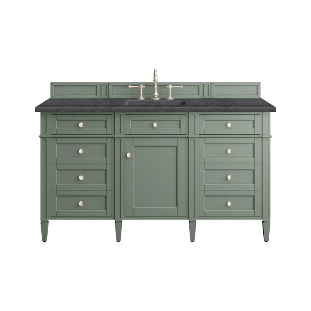 Brittany 60&apos;&apos; Single Vanity, Smokey Celadon w/ 3 CM Charcoal Soapstone Top