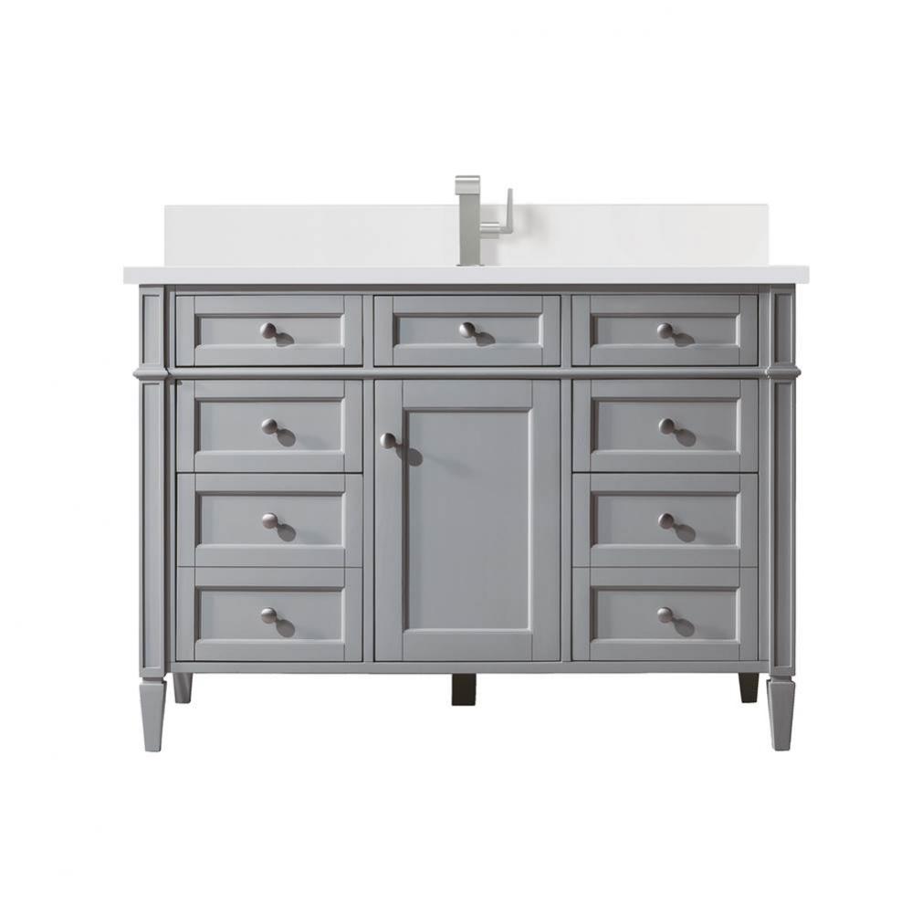 Brittany 48&apos;&apos; Single Vanity, Urban Gray w/ Single Hole 3 CM White Zeus Quartz Top &amp;