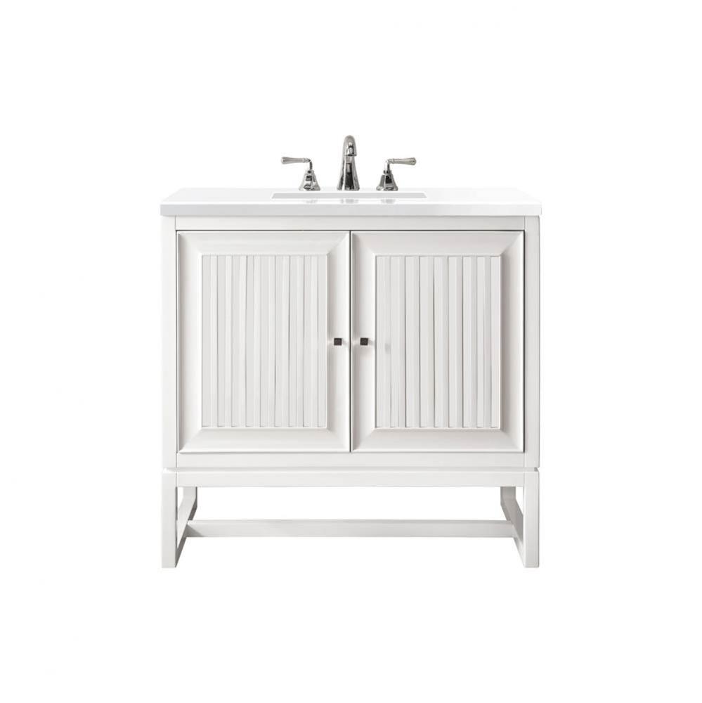 Athens 30&apos;&apos; Single Vanity, Glossy White w/ 3 CM White Zeus Quartz Top