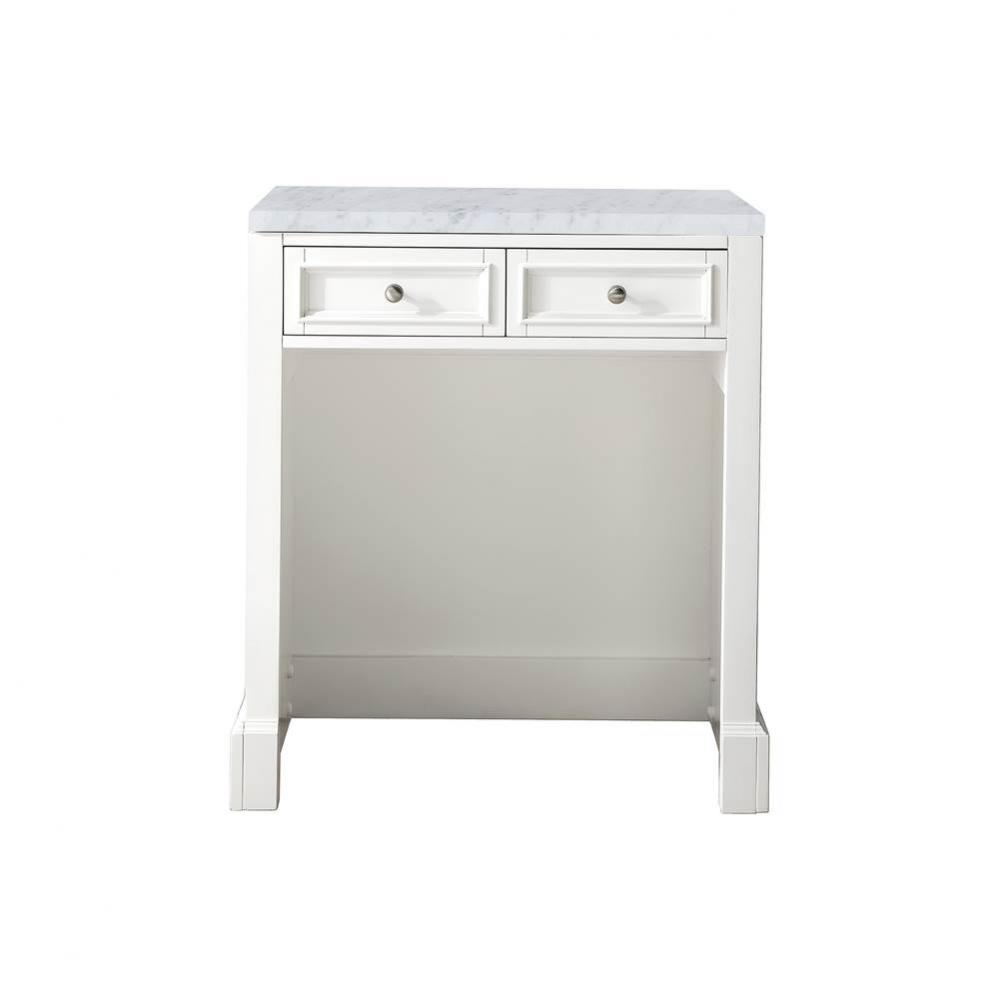 De Soto 30&apos;&apos;  Countertop  Unit (makeup counter), Bright White w/ 3 CM Carrara Marble Top