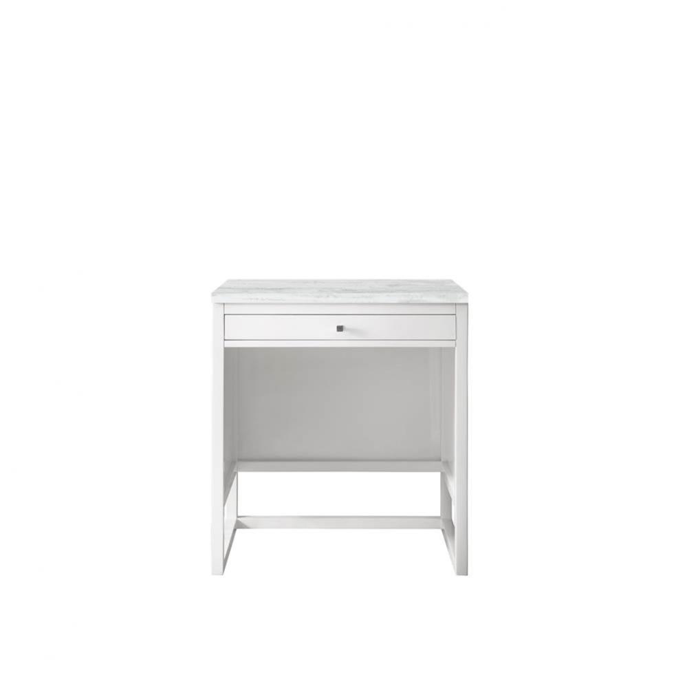 Athens 30&apos;&apos;  Countertop  Unit (makeup counter), Glossy White w/ 3 CM Arctic Fall Solid S