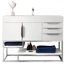 James Martin Vanities 983-V48-GW-BN - Columbia 48'' Single Vanity Cabinet, Glossy White, Brushed Nickel