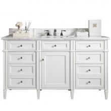 James Martin Vanities 655-V60S-BW-3CAR - Brittany 60'' Single Vanity, Bright White w/ 3 CM Carrara Marble Top