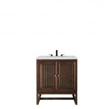 James Martin Vanities E645-V30-MCA-3AF - Athens 30'' Single Vanity Cabinet, Mid Century Acacia, w/ 3 CM Arctic Fall Solid Surface