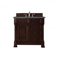 James Martin Vanities 147-114-5566-3PBL - Brookfield 36'' Single Vanity, Burnished Mahogany w/ 3 CM Parisien Bleu Quartz Top