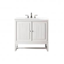 James Martin Vanities E645-V36-GW-3WZ - Athens 36'' Single Vanity Cabinet, Glossy White, w/ 3 CM White Zeus Quartz Top