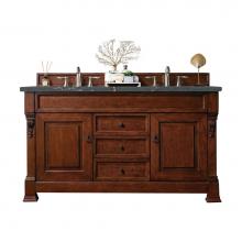 James Martin Vanities 147-114-5681-3PBL - Brookfield 60'' Double Vanity, Warm Cherry w/ 3 CM Parisien Bleu Quartz Top