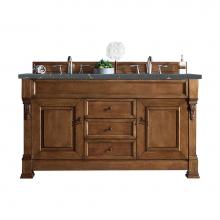 James Martin Vanities 147-114-5671-3PBL - Brookfield 60'' Double Vanity, Country Oak w/ 3 CM Parisien Bleu Quartz Top