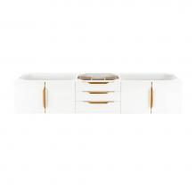 James Martin Vanities 983-V72D-W-GW-G - Columbia 72'' Double Wall Mount Vanity Cabinet, Glossy White, Radiant Gold