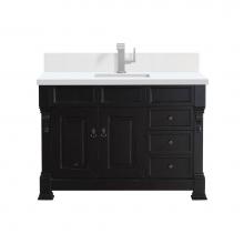 James Martin Vanities 147-114-5236-1WZ - Brookfield 48'' Single Vanity, Antique Black w/ Single Hole 3 CM White Zeus Quartz Top &