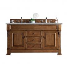 James Martin Vanities 147-114-5671-3VSL - Brookfield 60'' Double Vanity, Country Oak w/ 3 CM Victorian Silver Quartz Top