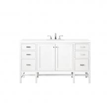 James Martin Vanities E444-V60S-GW-3WZ - Addison 60'' Single Vanity Cabinet , Glossy White, w/ 3 CM White Zeus Quartz Top