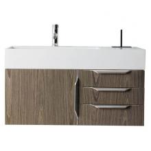 James Martin Vanities 983-V36-W-AG-N-GW - Columbia 36'' Single Wall Mount Vanity, Ash Gray, Brushed Nickel w/ Glossy White Composi