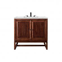 James Martin Vanities E645-V36-MCA-3ENC - Athens 36'' Single Vanity Cabinet, Mid Century Acacia, w/ 3 CM Ethereal Noctis Top