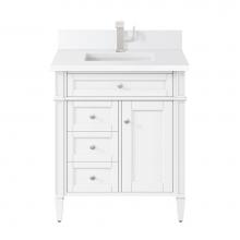 James Martin Vanities 655-V30-BW-1WZ - Brittany 30'' Single Vanity, Bright White, w/ Single Hole 3 CM White Zeus Quartz Top &am