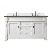 James Martin Vanities 147-V60D-BW-3PBL - Brookfield 60'' Double Vanity, Bright White w/ 3 CM Parisien Bleu Quartz Top