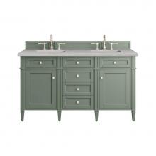 James Martin Vanities 650-V60D-SC-3ESR - Brittany 60'' Double Vanity, Smokey Celadon w/ 3 CM Eternal Serena Top