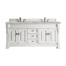 James Martin Vanities 147-V72-BW-3VSL - Brookfield 72'' Double Vanity, Bright White w/ 3 CM Victorian Silver Quartz Top