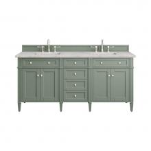 James Martin Vanities 650-V72-SC-3EJP - Brittany 72'' Double Vanity, Smokey Celadon w/ 3 CM Eternal Jasmine Pearl Top