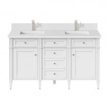 James Martin Vanities 655-V60D-BW-1WZ - Brittany 60'' Double Vanity, Bright White Vanity w/ Single Hole 3 CM White Zeus Quartz T