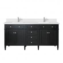 James Martin Vanities 650-V72-BKO-1WZ - Brittany 72'' Double Vanity, Black Onyx w/ Single Hole 3 CM White Zeus Quartz Top &