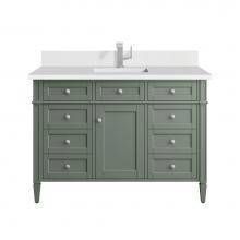 James Martin Vanities 650-V48-SC-1WZ - Brittany 48'' Single Vanity, Smokey Celadon w/ Single Hole 3 CM White Zeus Top & Bac