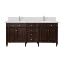 James Martin Vanities 650-V72-BNM-1WZ - Brittany 72'' Double Vanity, Burnished Mahogany w/ Single Hole 3 CM White Zeus Quartz To