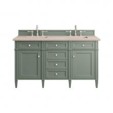 James Martin Vanities 650-V60D-SC-3EMR - Brittany 60'' Double Vanity, Smokey Celadon w/ 3 CM Eternal Marfil Top