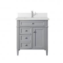 James Martin Vanities 650-V30-UGR-1WZ - Brittany 30'' Single Vanity, Urban Gray, w/ Single Hole 3 CM White Zeus Quartz Top &