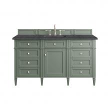 James Martin Vanities 650-V60S-SC-3CSP - Brittany 60'' Single Vanity, Smokey Celadon w/ 3 CM Charcoal Soapstone Top