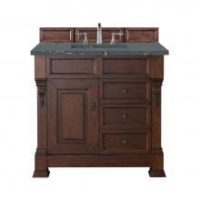 James Martin Vanities 147-114-5586-3PBL - Brookfield 36'' Single Vanity, Warm Cherry w/ 3 CM Parisien Bleu Quartz Top