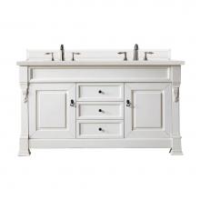 James Martin Vanities 147-V60D-BW-3LDL - Brookfield 60'' Double Vanity, Bright White w/ 3 CM Lime Delight Quartz Top