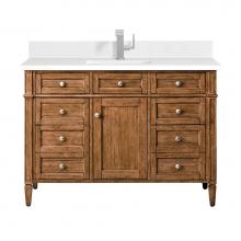 James Martin Vanities 650-V48-SBR-1WZ - Brittany 48'' Single Vanity, Saddle Brown w/ Single Hole 3 CM White Zeus Quartz Top &