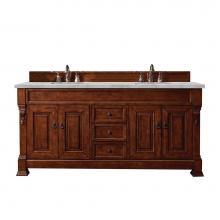 James Martin Vanities 147-114-5781-3VSL - Brookfield 72'' Double Vanity, Warm Cherry w/ 3 CM Victorian Silver Quartz Top