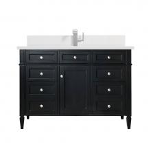 James Martin Vanities 650-V48-BKO-1WZ - Brittany 48'' Single Vanity, Black Onyx w/ Single Hole 3 CM White Zeus Quartz Top &